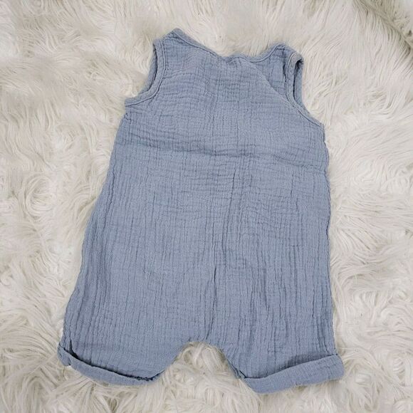 PL BABY Blue Baby Boy Size 12M Button Up Muslin Gauze - Picture 5 of 5